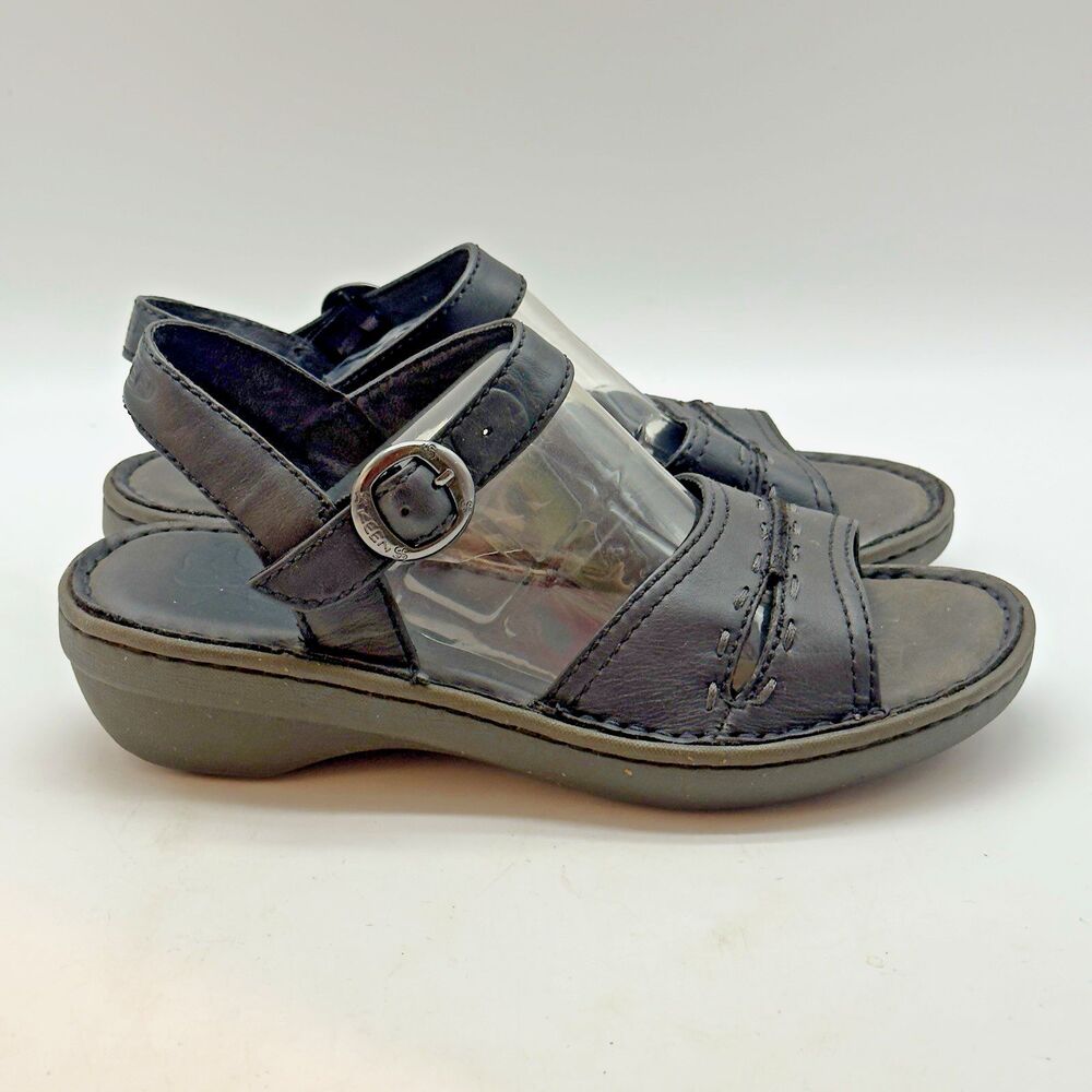 Keen Kush 5484 Wedge Sandals Women's 7.5 Black Leather Buckle Ankle Strap Shoes